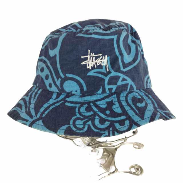 Stussy(ステューシー) OLD STUSSY HATS ショーンロゴ刺繍 フローラルパターン バケットハット メンズ L-XL【中古】【ブランド古着バズス