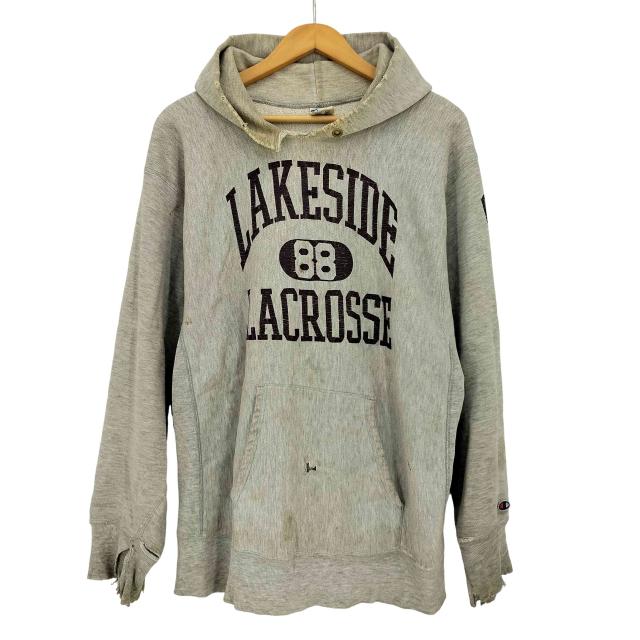Champion(チャンピオン) 80-90s トリコタグ後期 USA製 REVERSE WEAVE  LAKESIDE LACROSSE 3段カプセル 88ゾロ目 ハトメ プルオーバー パーカー 襤褸 メンズ im【中古】【ブランド古着バズストア】