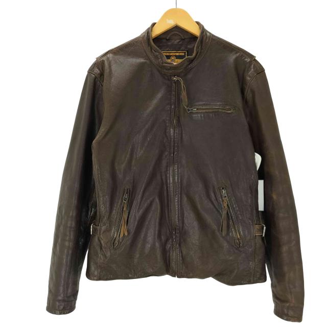 USED古着(ユーズドフルギ) {{MORGAN MEMPHIS BELLE}} GENUINE LEATHER 本革 シングル レザー ライダース ジャケット メンズ import：L 【中古】【ブランド古着バズストア】