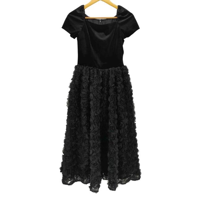 USED古着(ユーズドフルギ) {{etoll.}} VELOUR ROSETTE FLARE DRESS  ベロア ロゼット フレア ドレス レディース JPN：M 【中古】【ブランド古着バズストア】