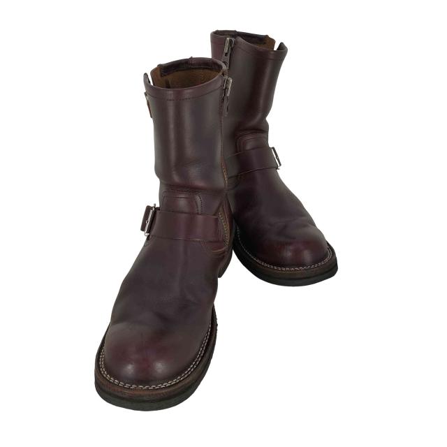 SLOW WEAR LION(スローウェアライオン) クロムエクセルレザーエンジニアブーツ バーガンディ メンズ  7E【中古】【ブランド古着バズストア】