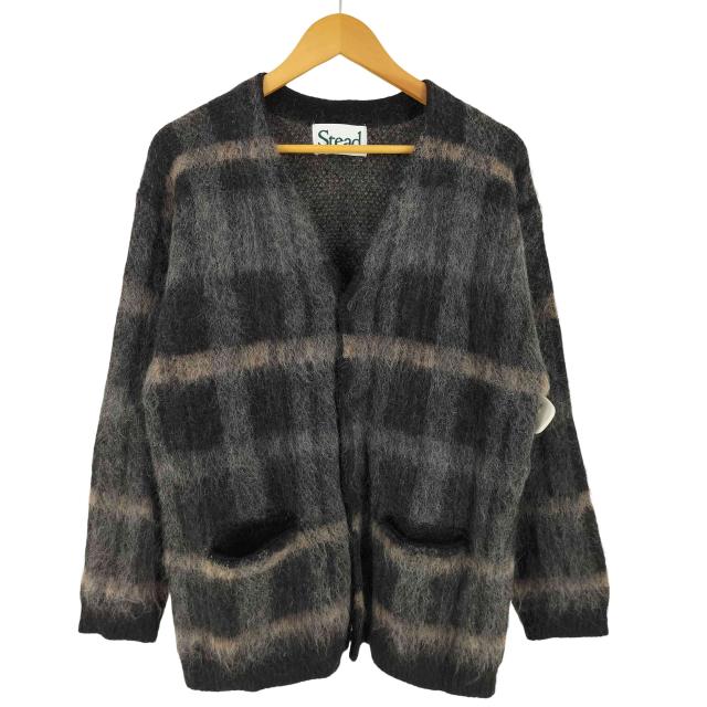 USED古着(ユーズドフルギ) {{Stead}} モヘヤミックス チェックカーディガン casual メンズ  M【中古】【ブランド古着バズストア】