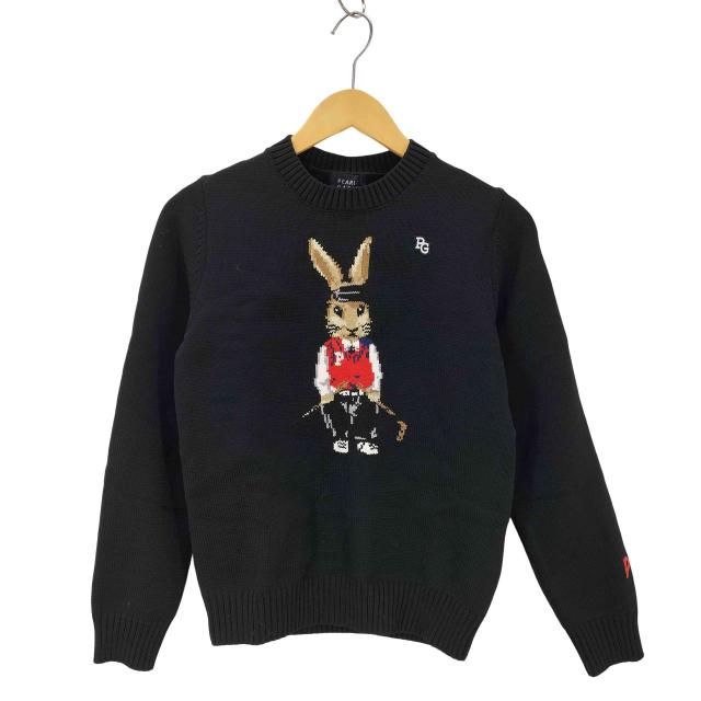 パーリーゲイツ天竺+手横インターシャGOLFウサギ柄セーター濃紺サイズ4