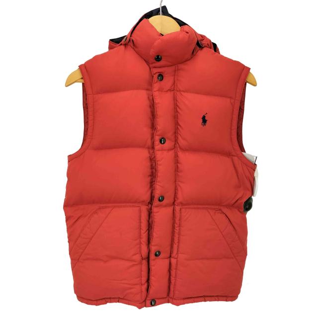 Polo by RALPH LAUREN(ポロバイラルフローレン) ポニー刺繍 フード裏 ブラックウォッチ チェック ジップアップ ダウンベスト メンズ  LL【中古】【ブランド古着バズストア】