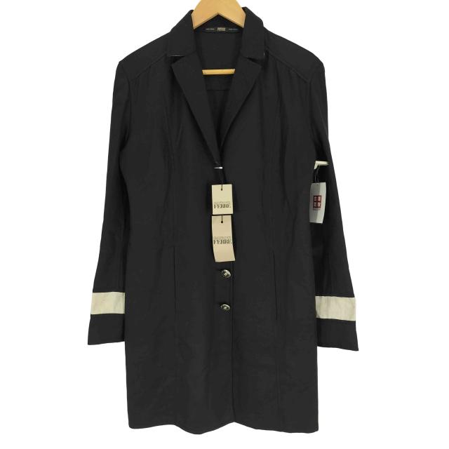 GIANFRANCO FERRE(ジャンフランコフェレ) 00S 01AW イタリア製 50/50 ウール レーヨン 袖 エンブレム 刺繍 ロゴ刻印 メタルボタン ハーフ チェスターコート レディース EUR：42 【中古】【ブランド古着バズストア】
