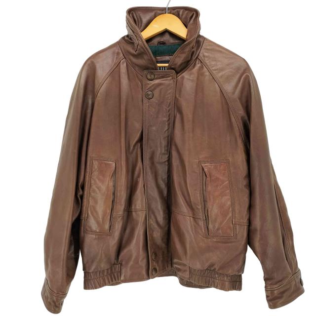 NAUTICA(ノーティカ) 80-90S シープ レザー 中綿 ジップアップ ブルゾン ジャケット メンズ import：L 【中古】【ブランド古着バズストア】