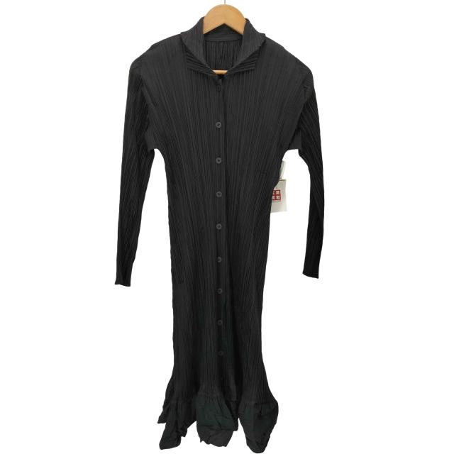 PLEATS PLEASE ISSEY MIYAKE(プリーツプリーズイッセイミヤケ) 02AW 異素材切替 プリーツ ロングカーディガン レディース JPN：2 【中古】【ブランド古着バズストア】