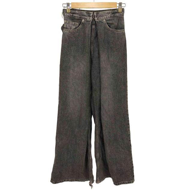 JOHN LAWRENCE SULLIVAN(ジョンローレンスサリバン) Womens washed denim wide pants フロント ホック ワイド フレア デニム パンツ レディース JPN：S 【中古】【ブランド古着バズストア】