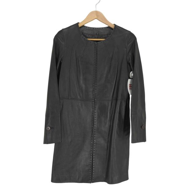 USED古着(ユーズドフルギ) ラムレザーノーカラーコート レディース  S【中古】【ブランド古着バズストア】