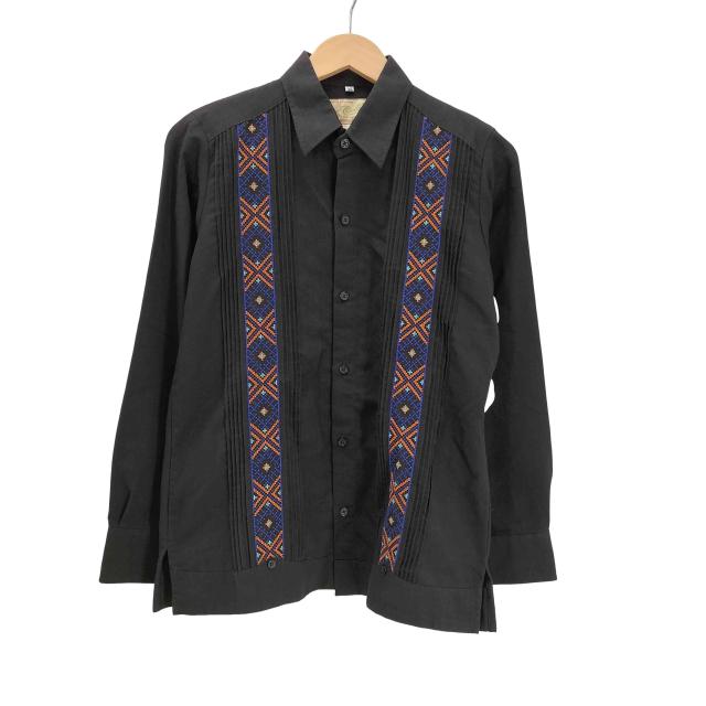 USED古着(ユーズドフルギ) GUAYABERAS COLLI ネイティヴ柄 刺繍 ピンタック L/S リネン シャツ メンズ  36【中古】【ブランド古着バズストア】