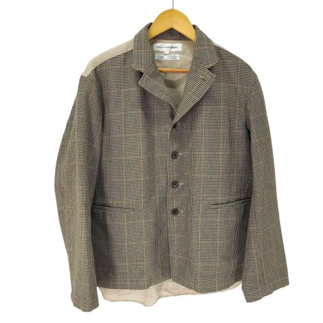 COMME des GARCONS SHIRT(コムデギャルソンシャツ) フランス製 リネン パネル切替 千鳥格子 4B テーラードジャケット メンズ JPN：S 【中古】【ブランド古着バズストア】