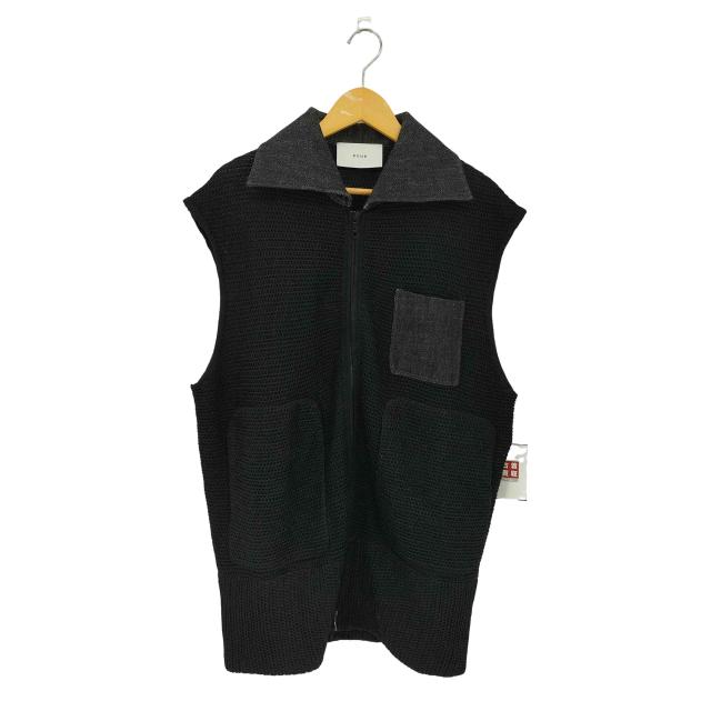 USED古着(ユーズドフルギ) {{8ON8}}ビッグカラー ジップアップ ニットベスト Import メンズ  S【中古】【ブランド古着バズストア】