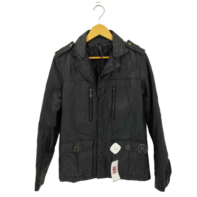 USED古着(ユーズドフルギ) {{l line}}PIG マルチポケット 裏地キルティング エポレット シングル ピッグレザージャケット メンズ  M【中古】【ブランド古着バズストア】