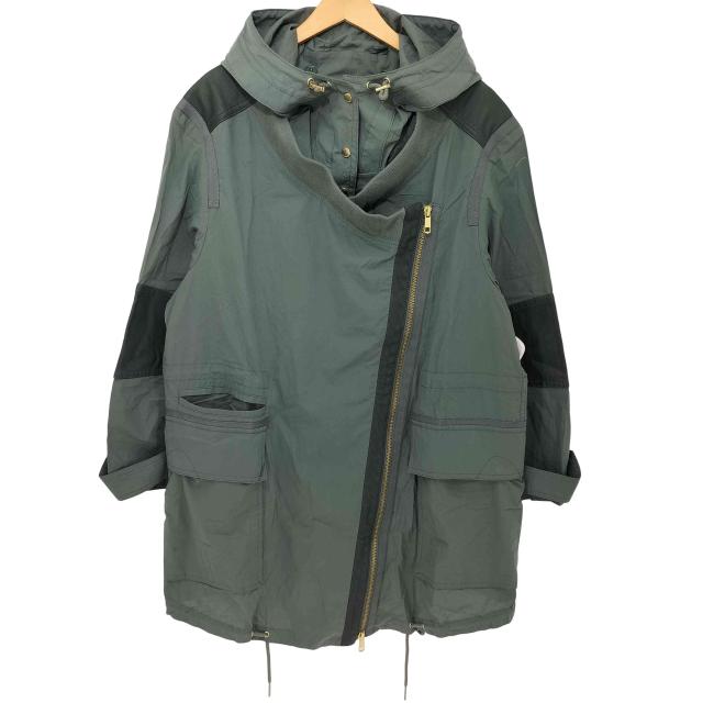  (トミーヒルフィガー) レイヤード レザー切替 変形 フーデッドコート モッズコート レディース import：S 【中古】【ブランド古着バズストア】