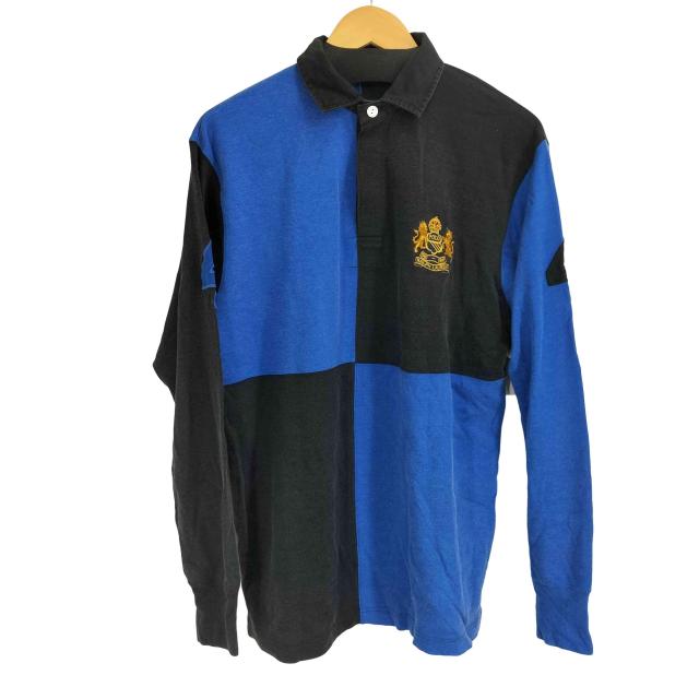 Polo by RALPH LAUREN(ポロバイラルフローレン) 90S レーヨン混 ロゴ刺繍 Rugby Shirt L/S ポロシャツ メンズ import：L 【中古】【ブランド古着バズストア】