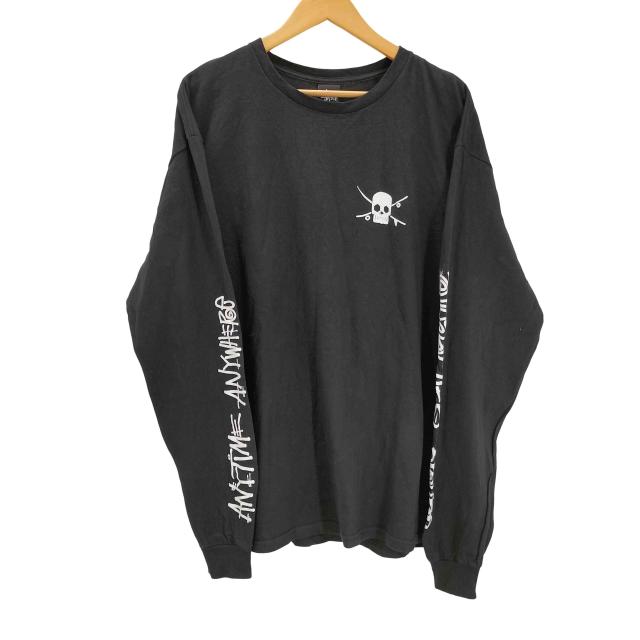 Stussy(ステューシー) × HEEL BRUSE ヒール ブルース コラボ スカル ショーンフォント 両面 袖 プリント L/S カットソー Tシャツ ロンT メンズ import：XL 【中古】【ブランド古着バズストア】