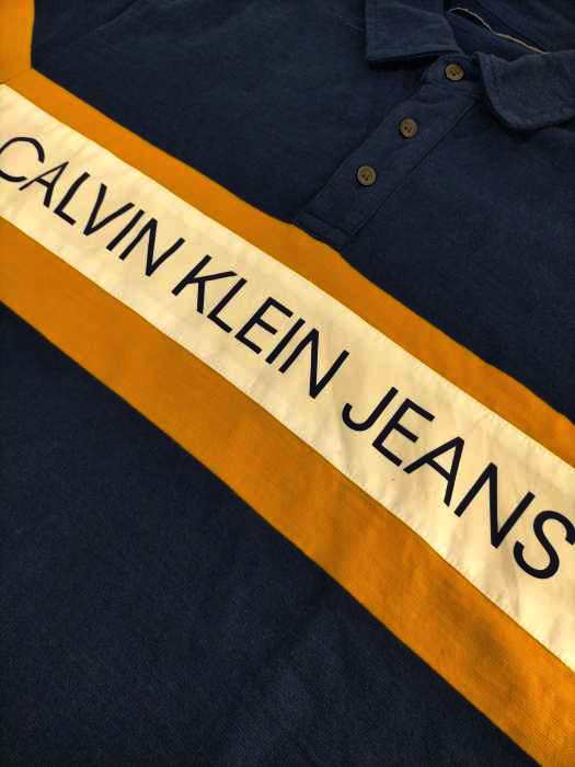 Calvin Klein カルバンクラインフロントロゴ 長袖ポロシャツ www