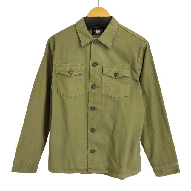 未使用品 ダブルアールエル ヘリンボーンツイル ミリタリーシャツ カーキ S RRL RALPH LAUREN(ダブルアールエルラルフローレン) ヘリンボーン