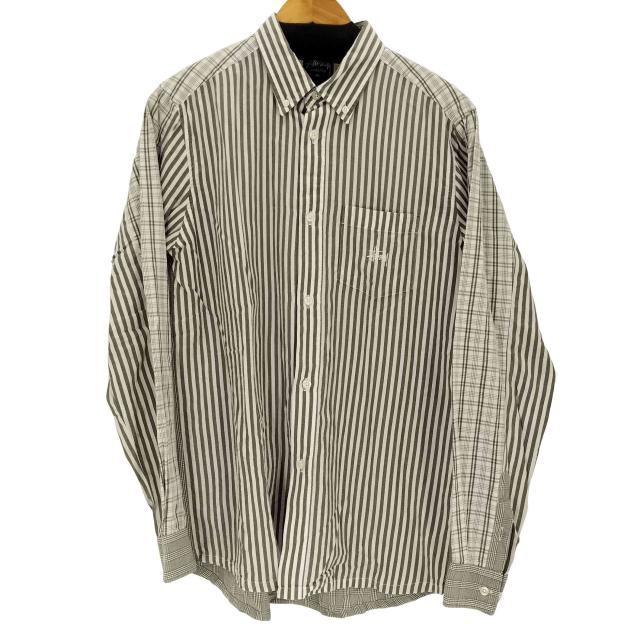 Stussy(ステューシー) チェック ストライプ柄切替 ボタンダウンシャツ メンズ M【中古】【ブランド古着バズストア】
