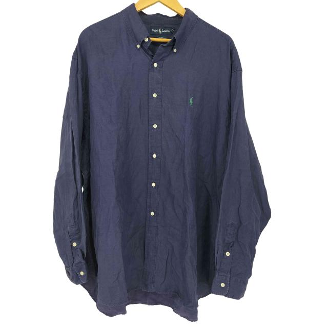 RALPH LAUREN(ラルフローレン) 90S blake シルク リネン混 ボタンダウンシャツ メンズ  XXL【中古】【ブランド古着バズストア】
