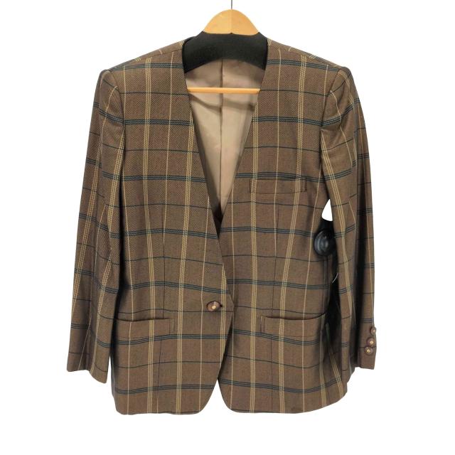 BURBERRYS(バーバリーズ) ウールシルク混紡 ノーカラージャケット レディース  13BR【中古】【ブランド古着バズストア】