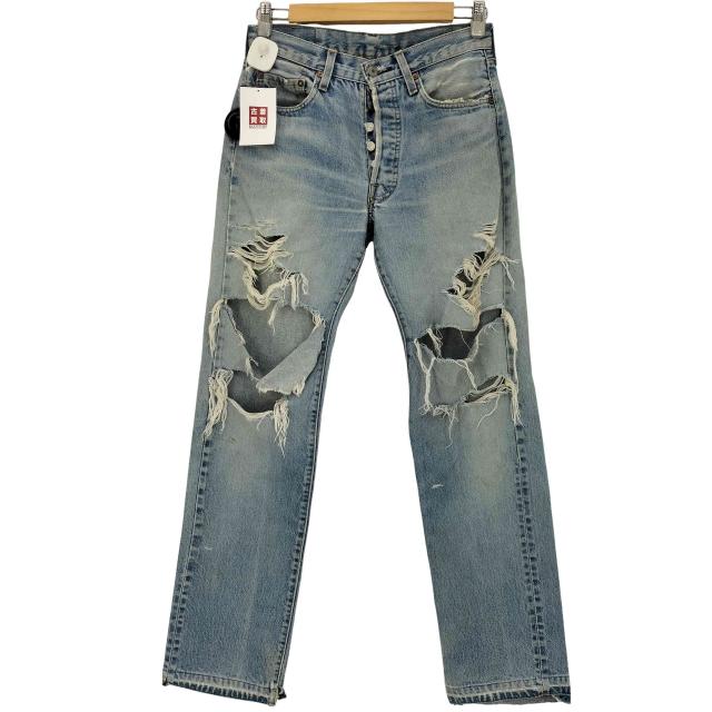 Levis(リーバイス) 80s 501 赤耳 黒カン ボタン裏524 内股シングル  縮率10％ クラッシュデニムパンツ メンズ  W30 L36【中古】【ブランド古着バズストア】の通販は 5,105円