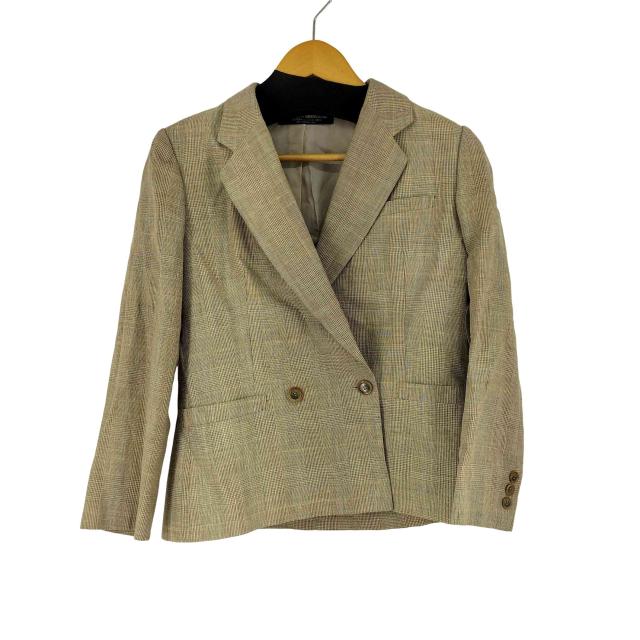 BROOKS BROTHERS(ブルックスブラザーズ) 90-00S リネン混 チェックダブルテーラードジャケット レディース  9A3【中古】【ブランド古着バズストア】の通販は 5,269円