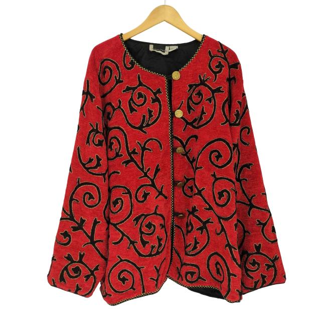 USED古着(ユーズドフルギ) maggie barnes ノーカラー パイル地 カーディガン メンズ  3x【中古】【ブランド古着バズストア】