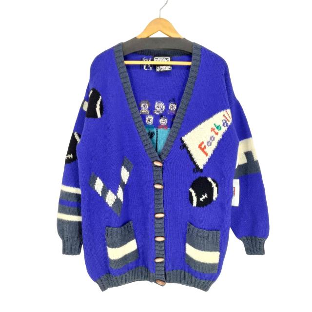 USED古着(ユーズドフルギ) {{HAND KNIT BY BERER}} ラグビーデザインカーディガン メンズ 表記無 【中古】【ブランド古着バズストア】