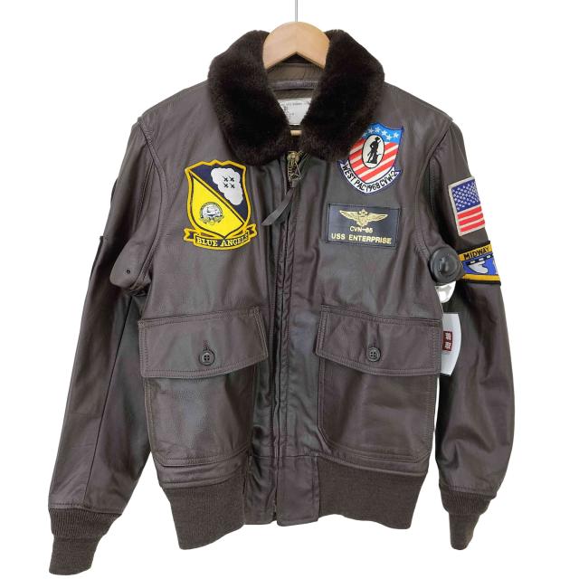 U.S.NAVY(ユーエスネイビー) 86年製 紋章 G-1 FLIGHT JACKET なめし革 飛翔 上衣 メンズ US：38 【中古】【ブランド名古着バズストア】