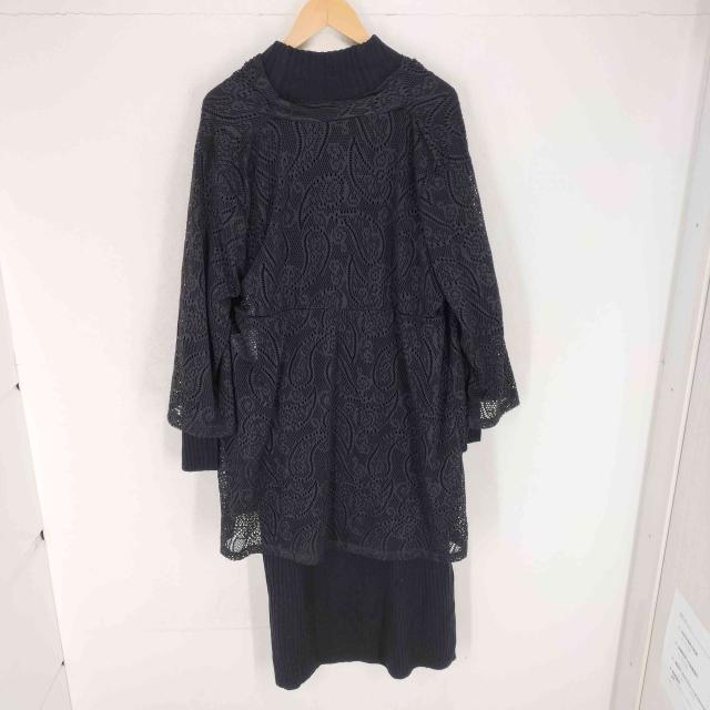 Ys(ワイズ) 10AW レースカーディガンドッキングハイネックニットワンピース レディース JPN：3 【中古】【ブランド古着バズストア】 Ys(ワイズ) 10AW レースカーディガンドッキングハイネックニット