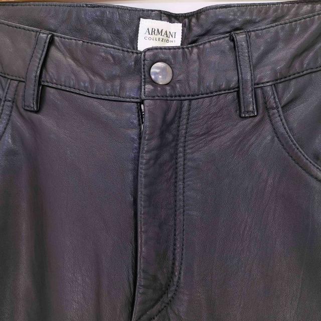 ARMANI COLLEZIONI アルマーニ ラムスキン ワイド レザーパンツ ARMANI COLLEZIONI(アルマーニコレツィオーニ) ラムスキン