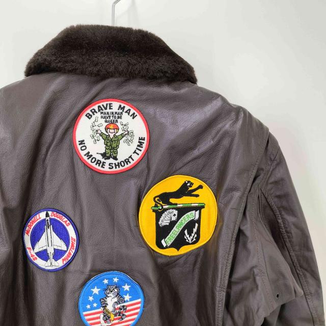 U.S.NAVY(ユーエスネイビー) 86年製 紋章 G-1 FLIGHT JACKET なめし革 飛翔 上衣 メンズ US：38 【中古】【ブランド名古着バズストア】
