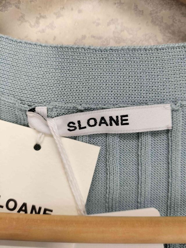 SLOANE(スローン) 12Gワイドリブ コットン×ポリエステル Vネックカーディガン レディース  2【中古】【ブランド古着バズストア】 SLOANE(スローン) 12Gワイドリブ コットン×ポリエステル Vネック