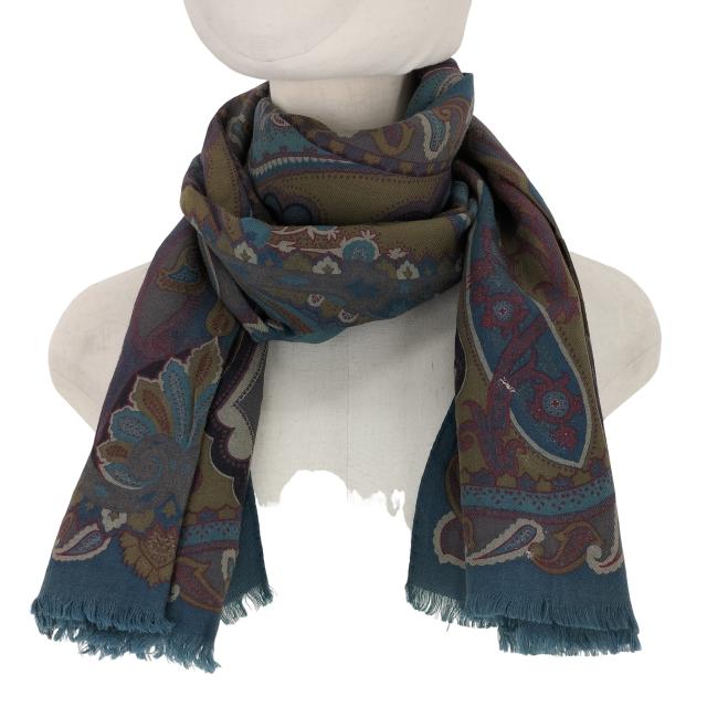 ETRO MILANO(エトロミラノ) イタリア製 シルクウール総柄スカーフ  