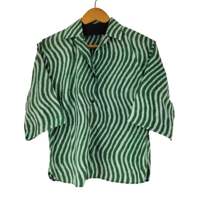 DRIES VAN NOTEN(ドリスヴァンノッテン) ストライプ S/S  開襟シャツ レディース  38【中古】【ブランド古着バズストア】