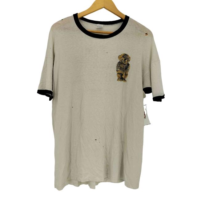Champion(チャンピオン) 70-80s 後期バータグ USA製 染み込みプリント The BRASS MONKEY Lives リンガーTシャツ メンズ import：XL 【中古】【ブランド古着バズストア】