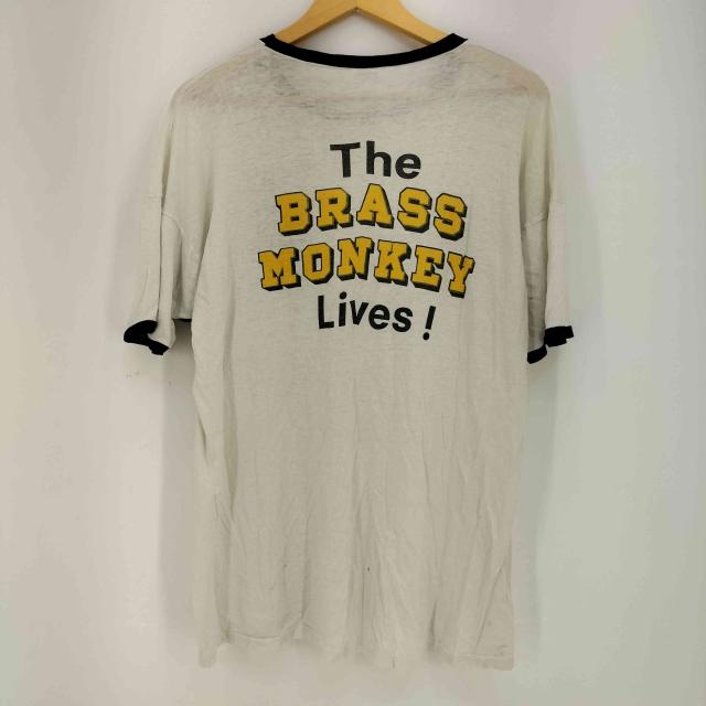 Champion(チャンピオン) 70-80s 後期バータグ USA製 染み込みプリント The BRASS MONKEY Lives リンガーTシャツ メンズ import：XL 【中古】【ブランド古着バズストア】_1
