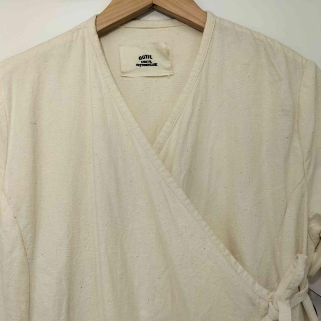 OUTIL(ウティ) ボタンレスロングコート ネップ加工 製品 レースアップ