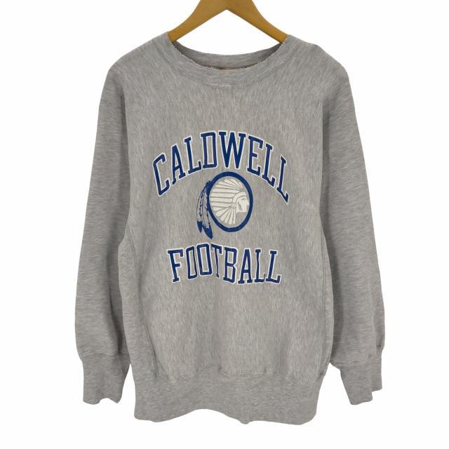 Champion(チャンピオン) 90S USA製  刺繍タグ reverse weave caldwell football カレッジ 3段 ラバープリント メンズ JPN：XL 【中古】【ブランド古着バズストア】