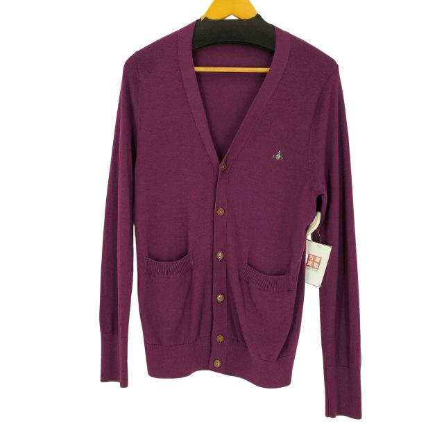 Vivienne Westwood MAN(ヴィヴィアンウエストウッドマン) オーブ ロゴ刺繍 Vネック アクリル ウール ニット カーディガン メンズ  44【中古】【ブランド古着バズストア】