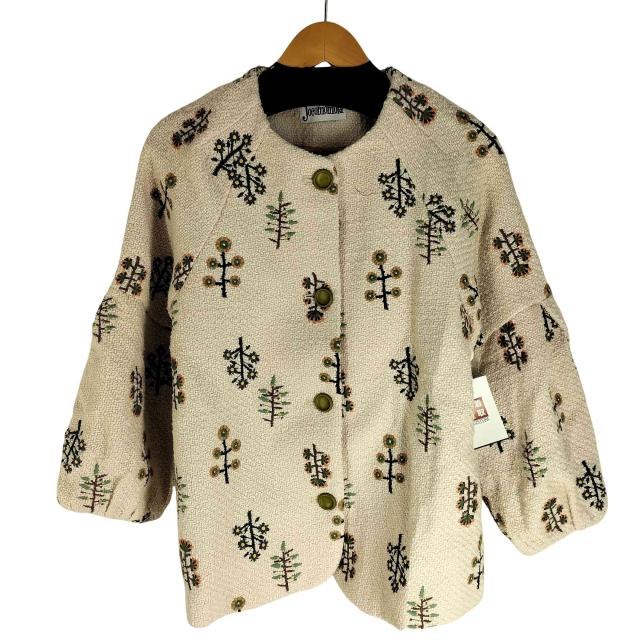 Jocomomola(ホコモモラ) 23aw Arbol 刺繍ノーカラージャケット レディース  40【中古】【ブランド古着バズストア】の通販は
