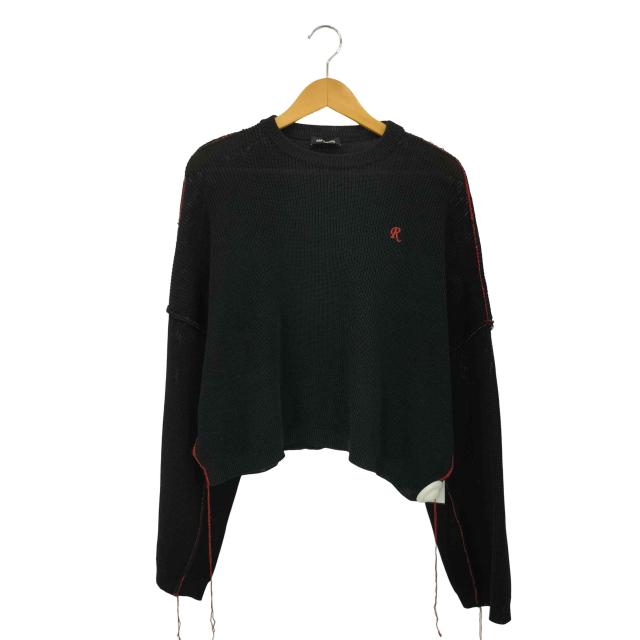 RAF SIMONS(ラフシモンズ) Cropped Sweater ラメステッチデザイン クロップドニット セーター メンズ  XS【中古】【ブランド古着バズストア】
