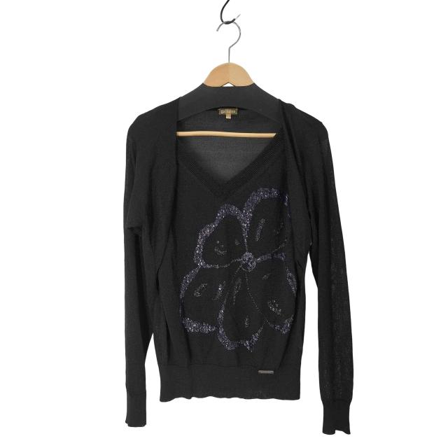 JOHN GALLIANO(ジョンガリアーノ) 00S 変形 フラワー スパンコール ローゲージ ラメ Vネック ニット レディース import：S 【中古】【ブランド古着バズストア】