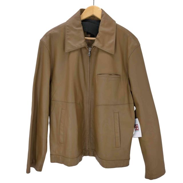 USED古着(ユーズドフルギ) 90-00S Genuine Leather Zip-Up Jacket 本革 シボ革 ジップアップ リアルレザー ジャケット ブルゾン メンズ LL【中古】【ブランド古着バズストア】