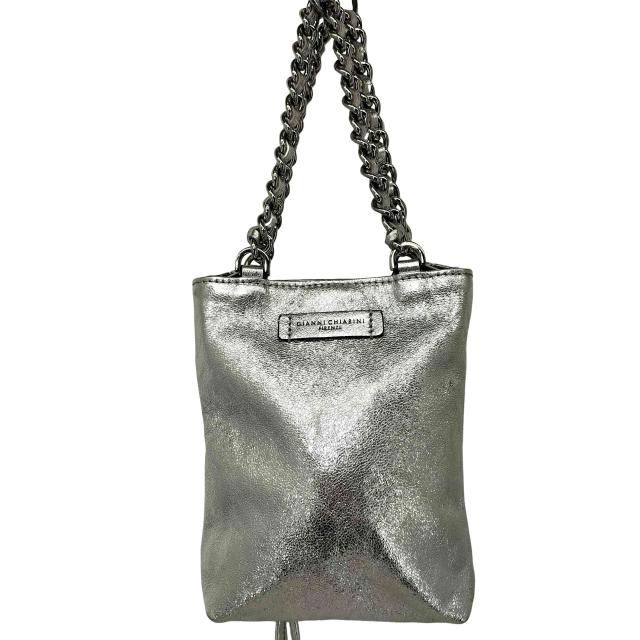 GIANNI CHIARINI(ジャンニキャリーニ) 26SS CAMILLA メタリック シルバー ハンドバッグ レディース 表記無 【中古】【ブランド古着バズストア】