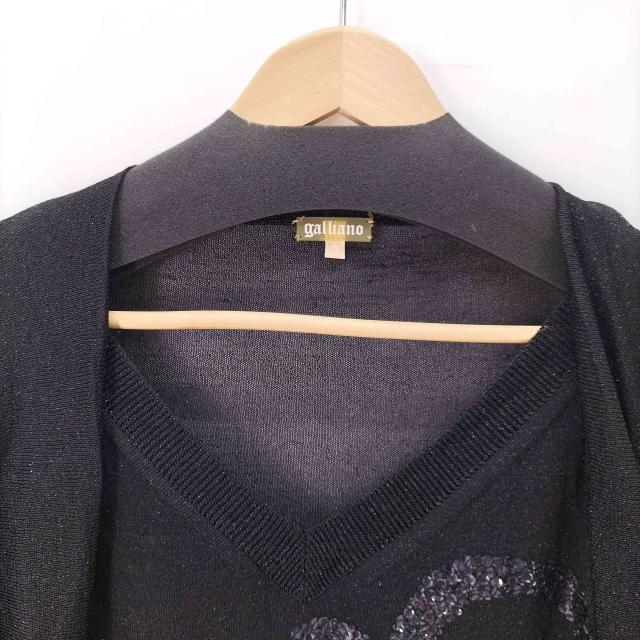 JOHN GALLIANO(ジョンガリアーノ) 00S 変形 フラワー スパンコール ローゲージ ラメ Vネック ニット レディース import：S 【中古】【ブランド古着バズストア】_2
