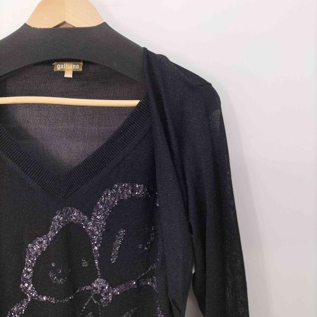 JOHN GALLIANO(ジョンガリアーノ) 00S 変形 フラワー スパンコール ローゲージ ラメ Vネック ニット レディース import：S 【中古】【ブランド古着バズストア】_3