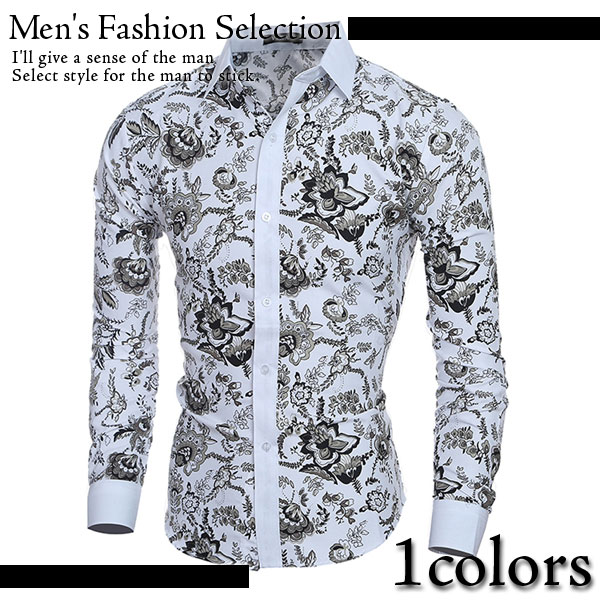 花柄ドレスシャツ メンズ 長袖チェックシャツ カジュアルシャツ メンズファッション フラワー柄 きれいめ キレイめ 彼氏 男性 Men S アの通販はau Pay マーケット Pochitto