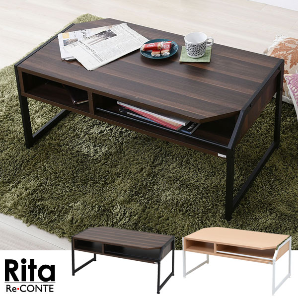 リビングテーブル おしゃれ 幅91cm ローテーブル センターテーブル コーヒーテーブル 収納 スチールフレーム RT-007-JKの通販は